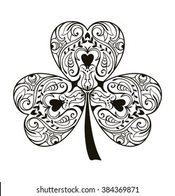 Leaf clover three leaves decorated floral stock vector royalty free
