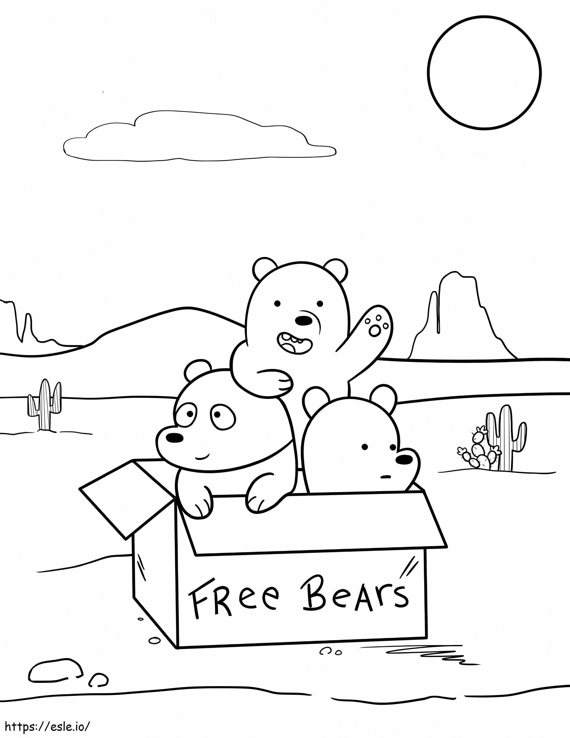 Three little brother bears in a box coloring page