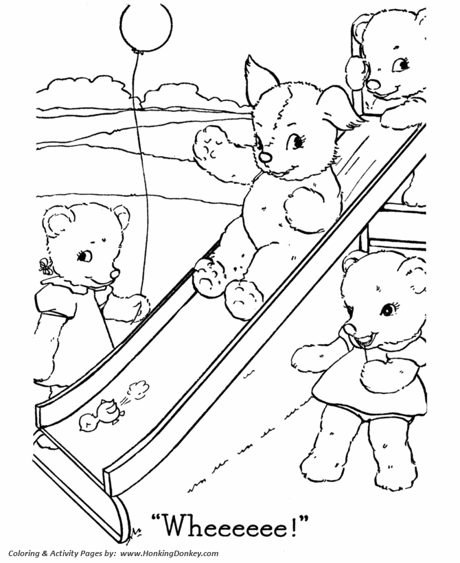 Teddy bear coloring pages free printable baby bears playing coloring activity pages for pre