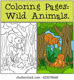 Coloring pages wild animals three little stock vector royalty free