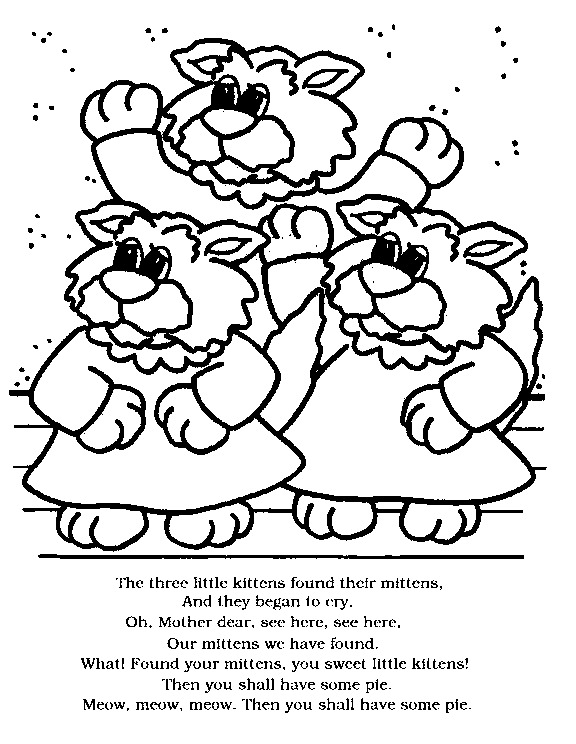 Adorable three little kittens coloring page