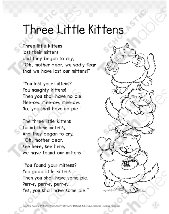 Teaching with three little kittens printable lesson plans and ideas