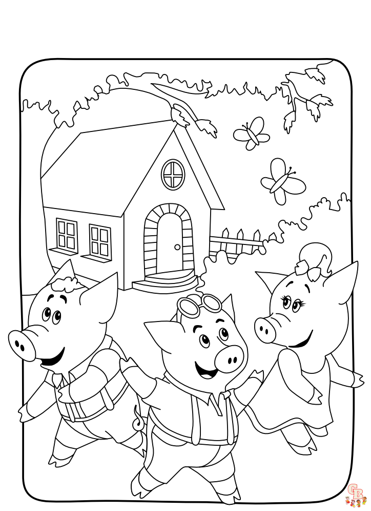 Get creative with three little pigs coloring pages