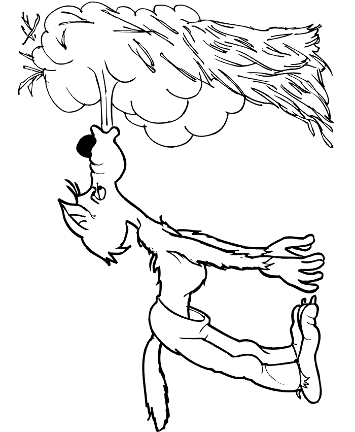 The three little pigs coloring page wolf straw house