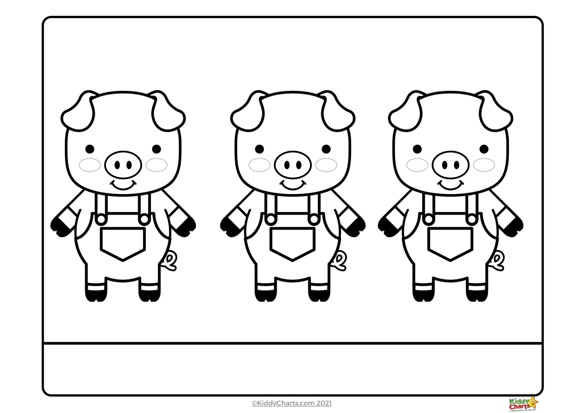 Cute coloring pages three little pigs