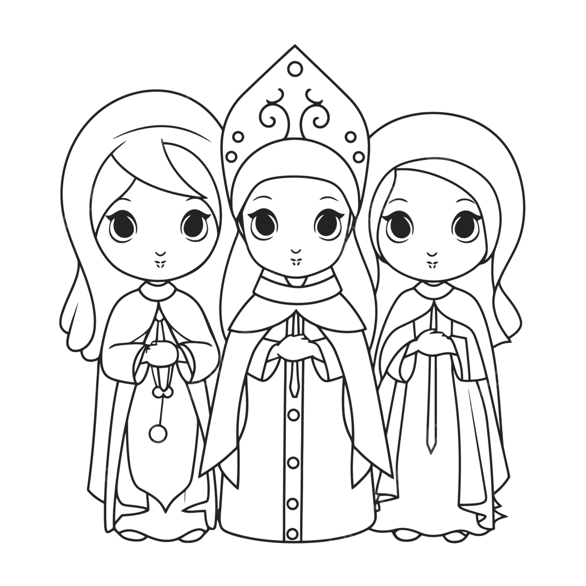 The three holy sisters coloring page outline sketch drawing vector wing drawing ring drawing sister drawing png and vector with transparent background for free download