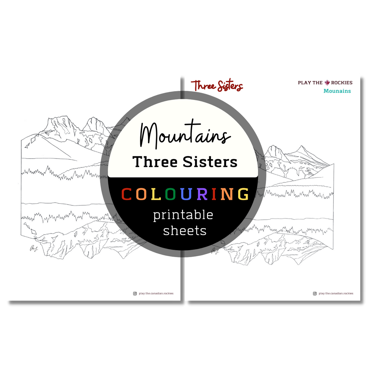 Mountains three sisters colouring sheets â printable