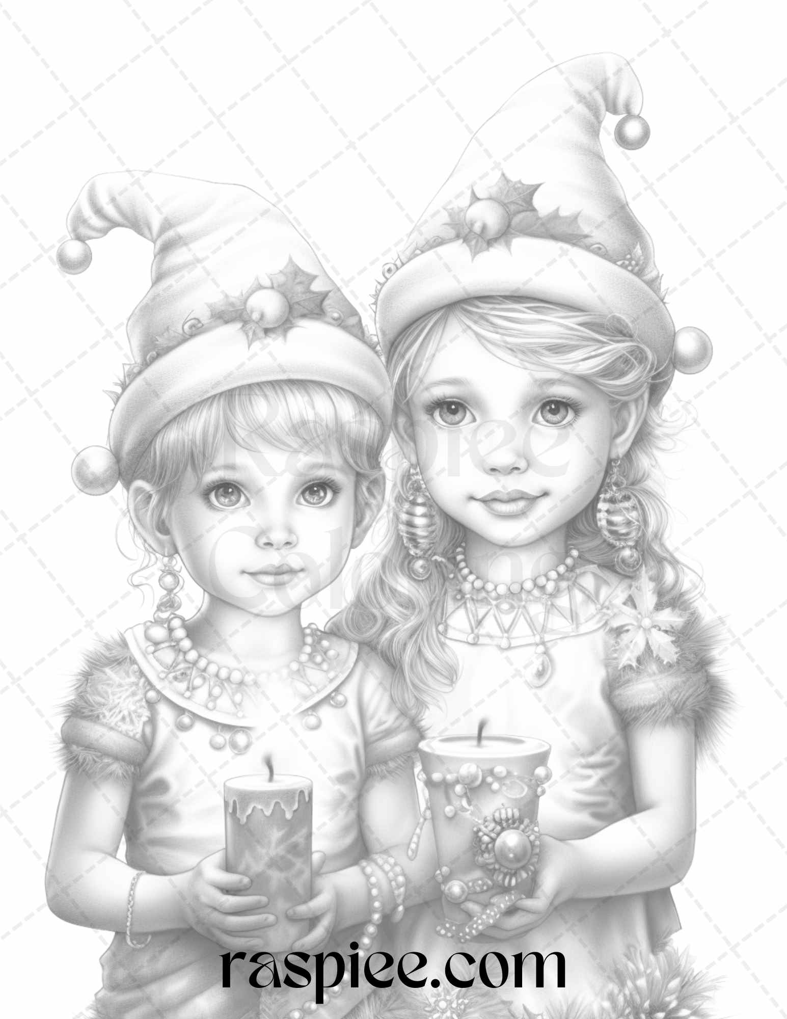 Christmas elves grayscale coloring pages printable for adults kids â coloring