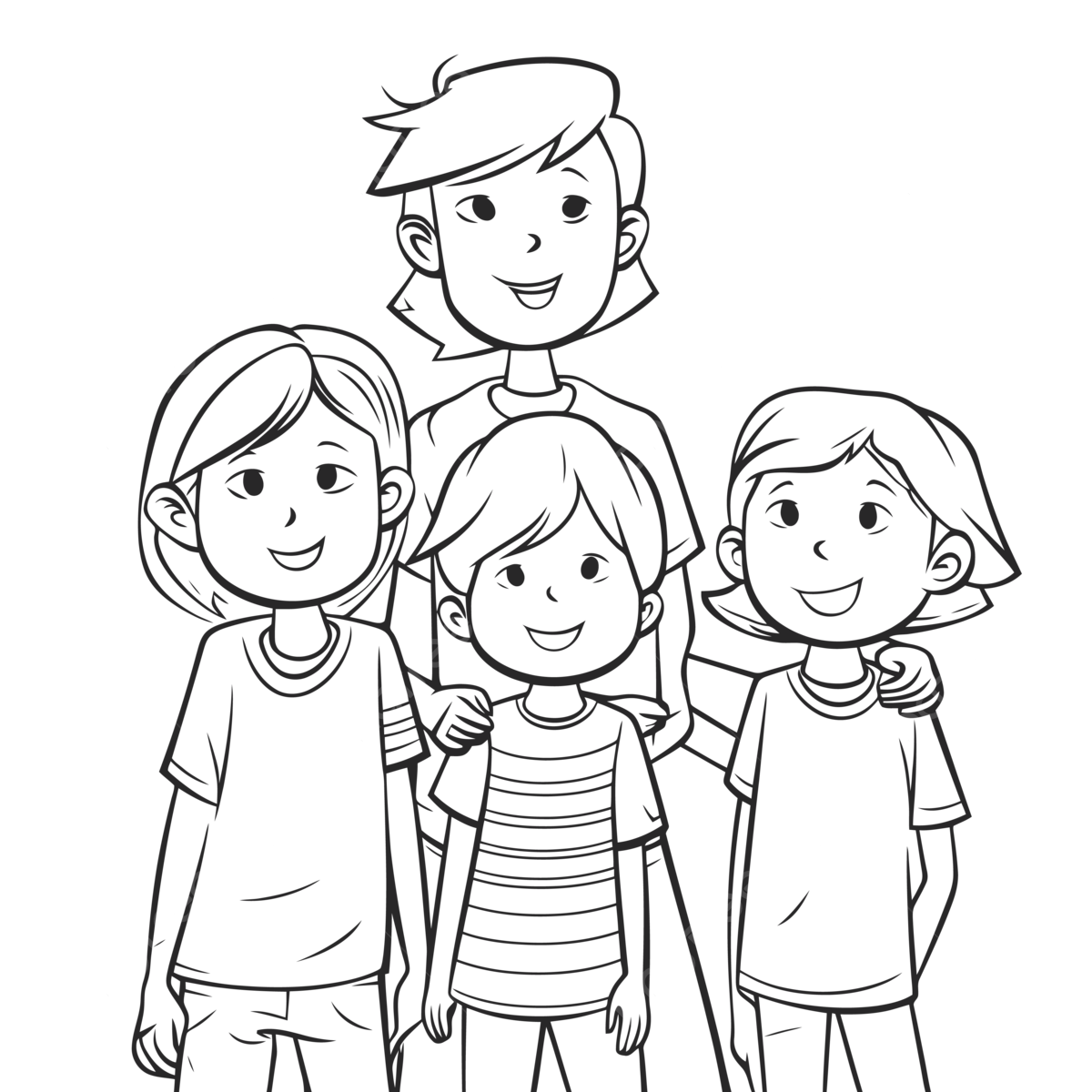 Coloring pages of a family of one man with sisters and one boy vector man drawing ring drawing family drawing png and vector with transparent background for free download