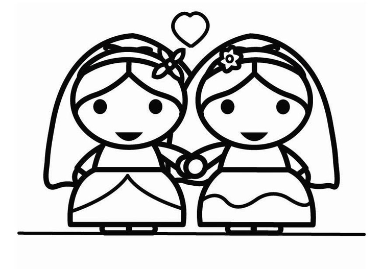 Coloring page gay marriage between women