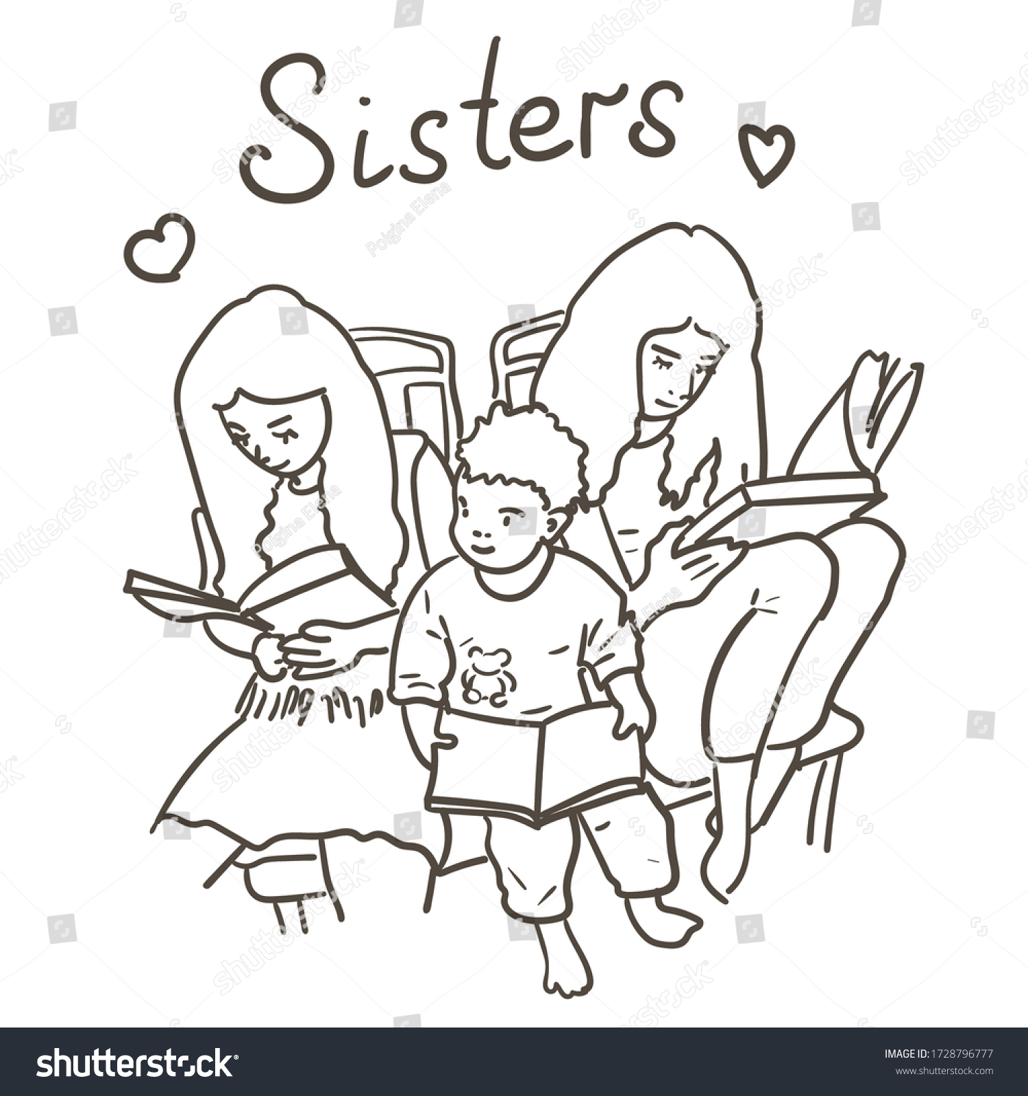 Hand drawn vector illustration three sisters stock vector royalty free