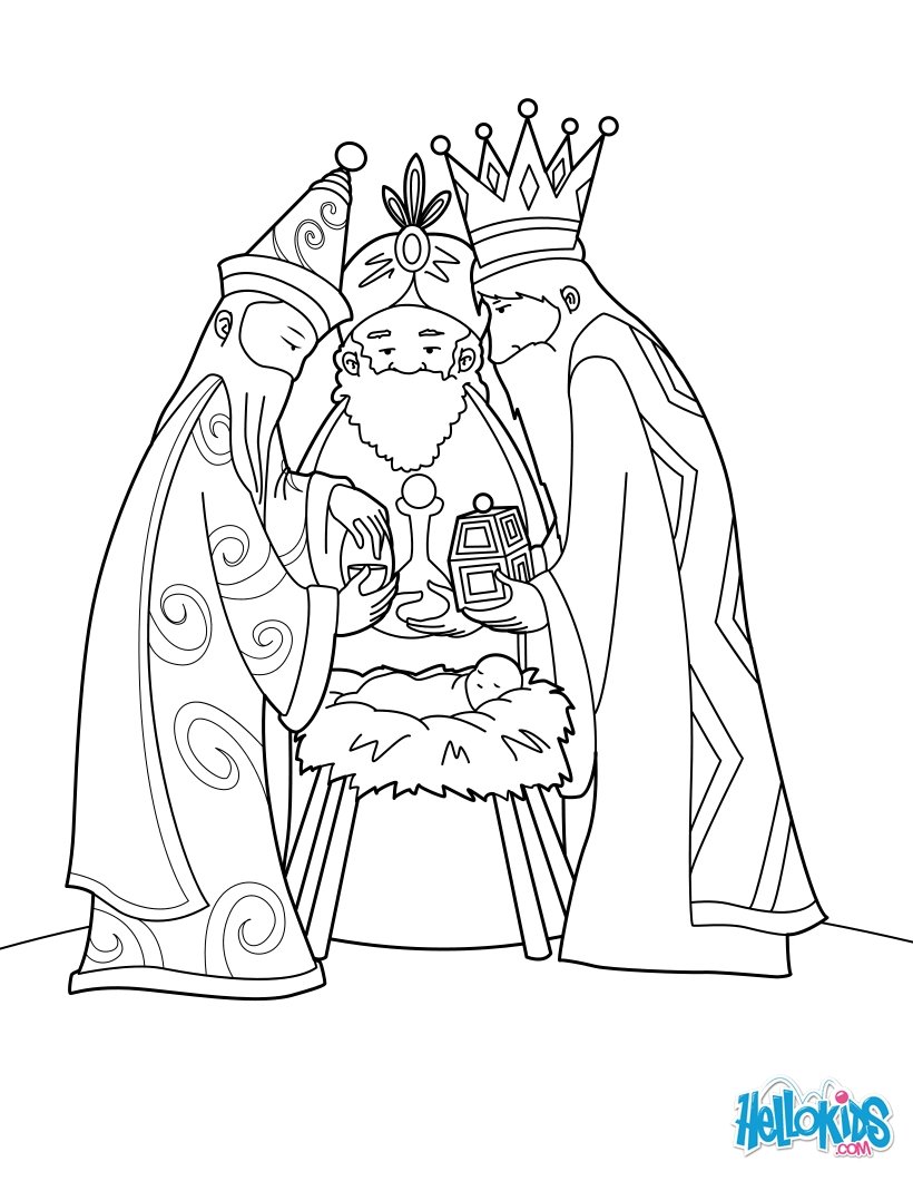 The three wise men and baby jesus coloring pages