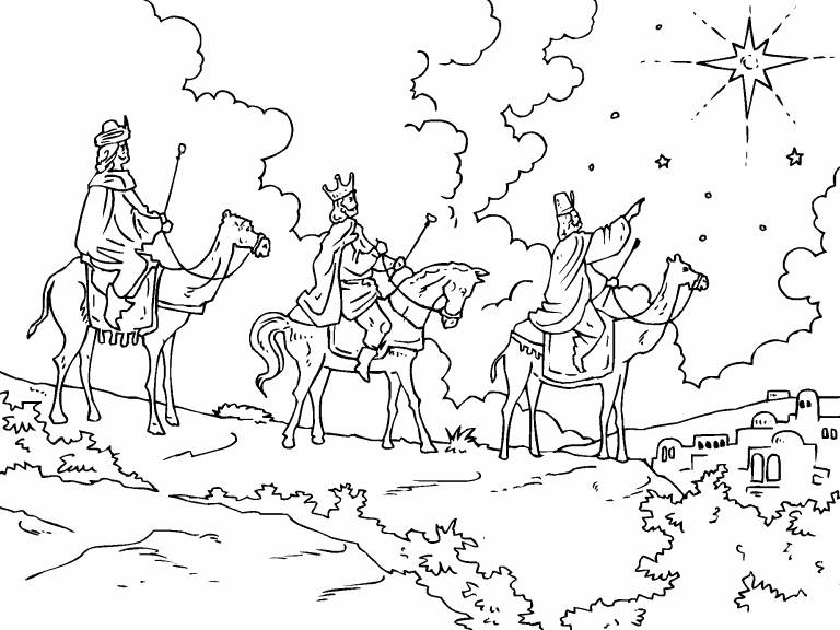 Three wise men coloring page