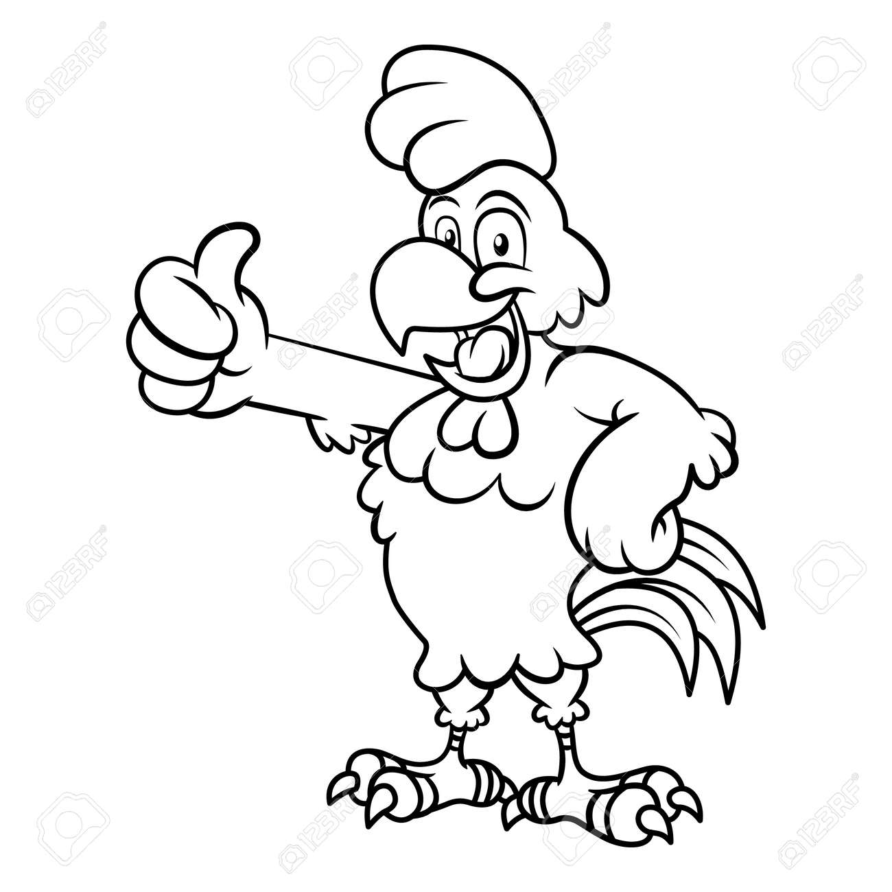Cartoon happy chicken giving the thumbs up vector clip art illustration with simple gradients coloring page royalty free svg cliparts vectors and stock illustration image