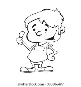 Simple black white happy boy thumb stock illustration
