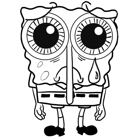 How to draw depressed and crying spongebob squarepants drawing with easy steps
