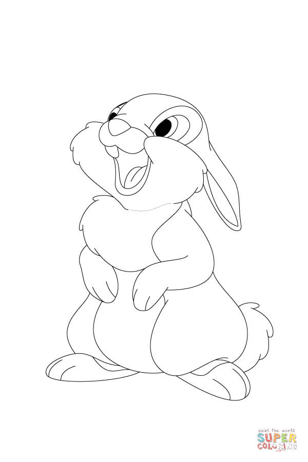 Thumper is laughing into the horizon coloring page free printable coloring pages