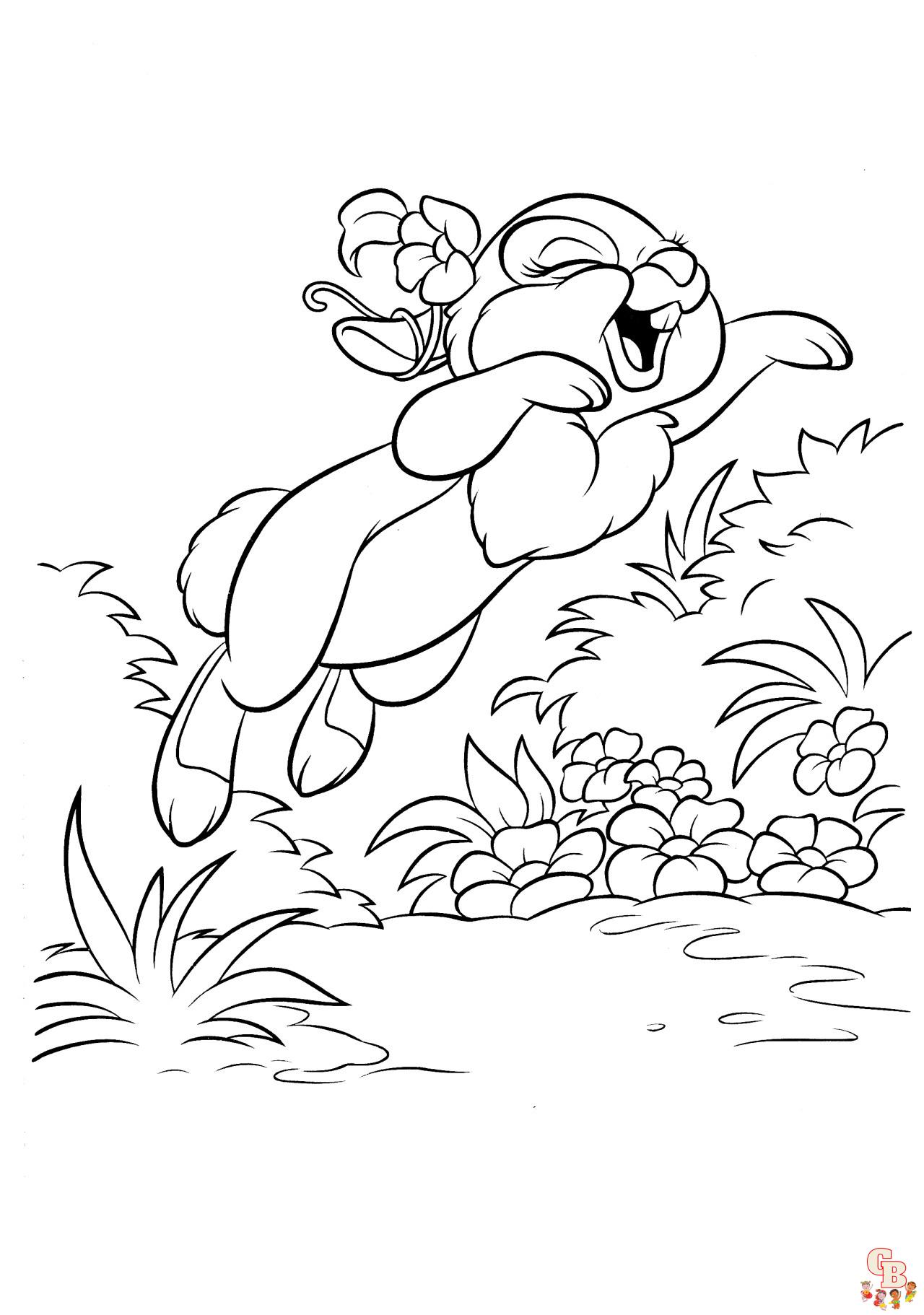 Cute thumper rabbit coloring pages printable free easy