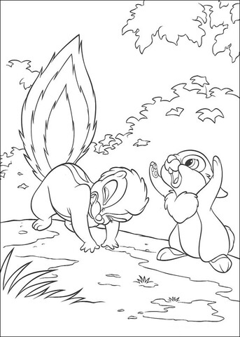Flower and thumper coloring page free printable coloring pages