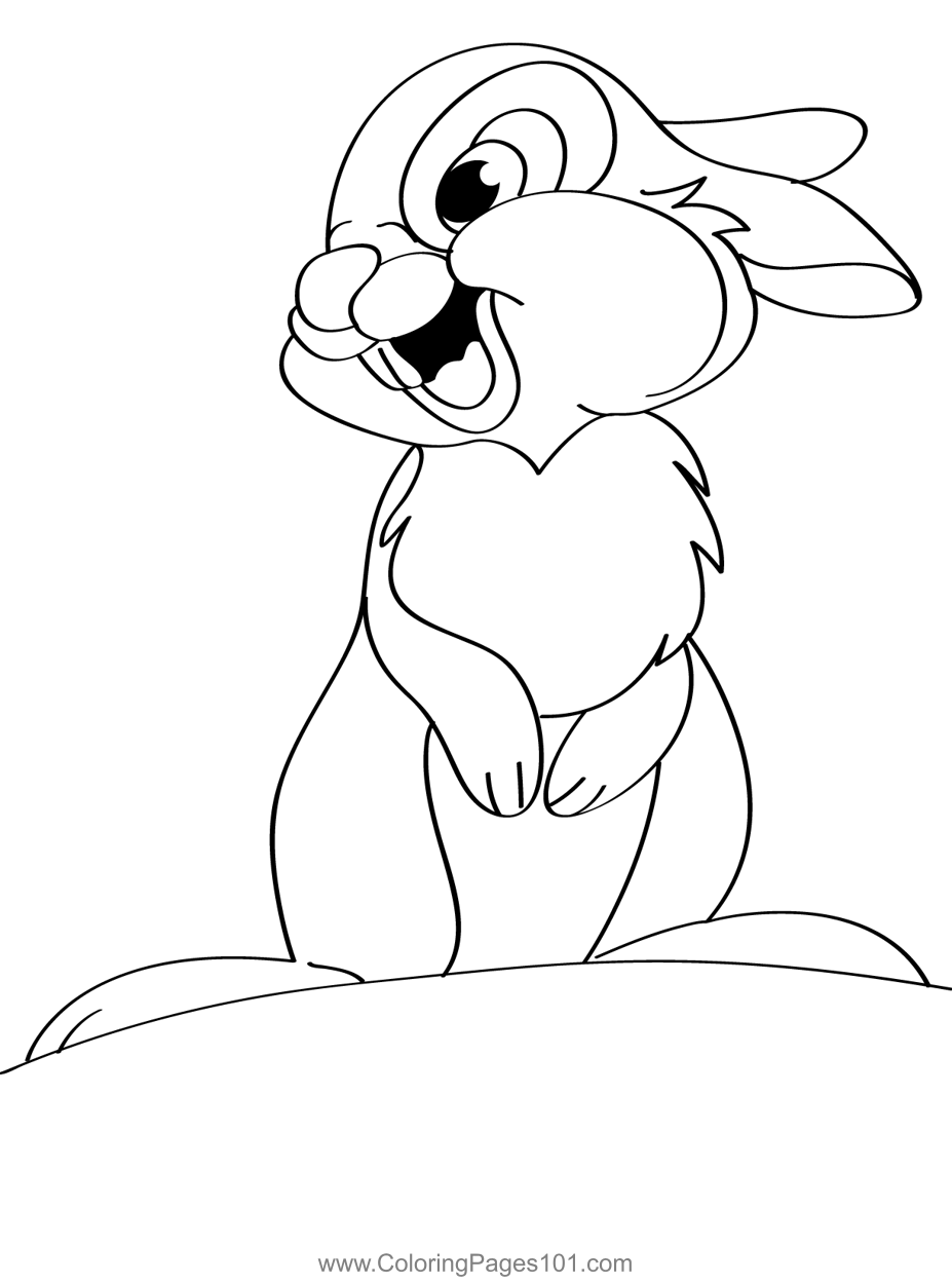 Smiling thumper coloring page for kids