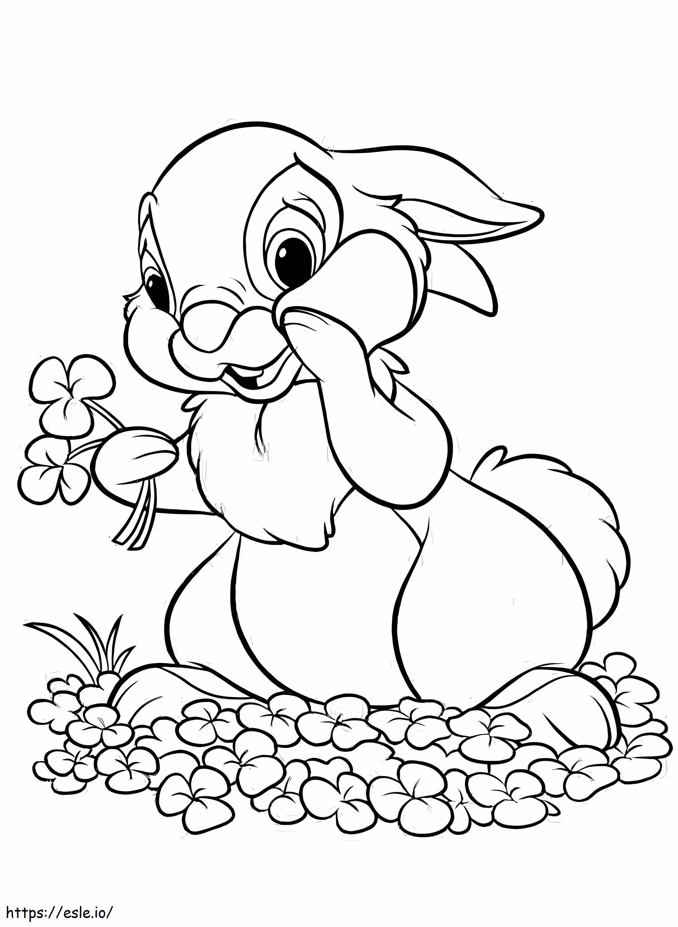 Thumper with flowers coloring page