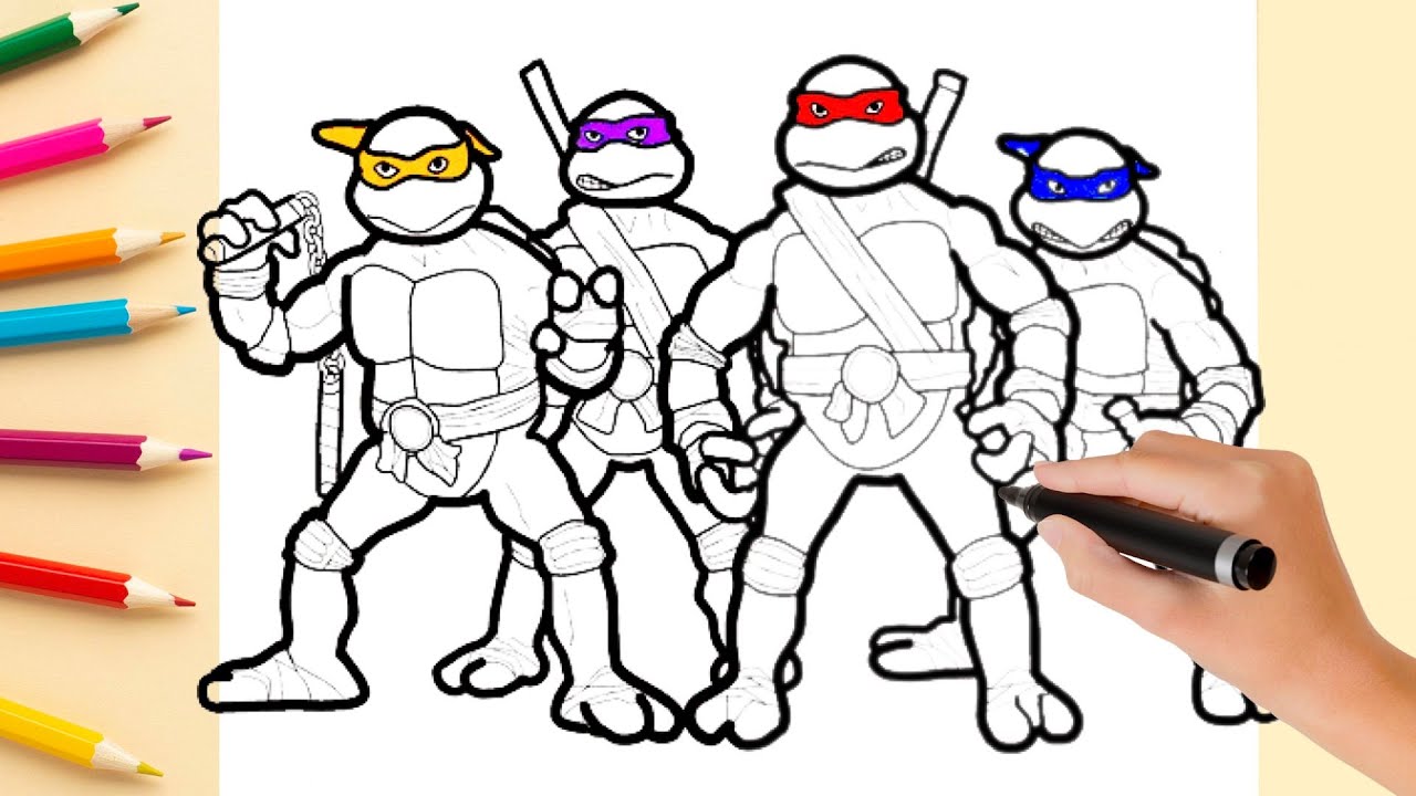 Ninja turtles cartoon drawing ninja color pencil