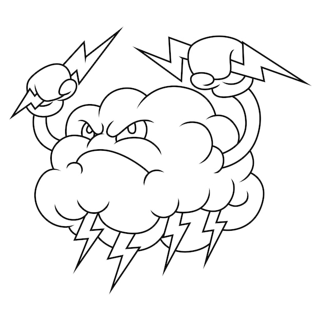 Premium vector coloring illustration of cartoon thunderstorm cloud