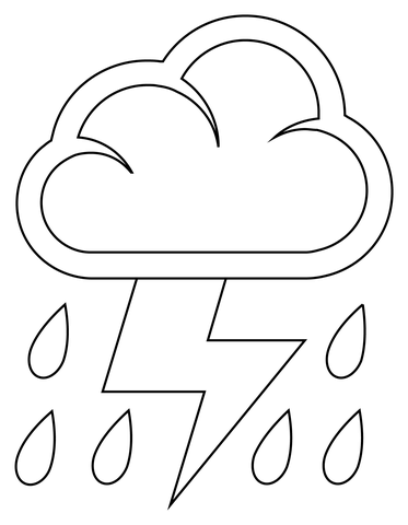 Cloud with lightning and rain coloring page free printable coloring pages