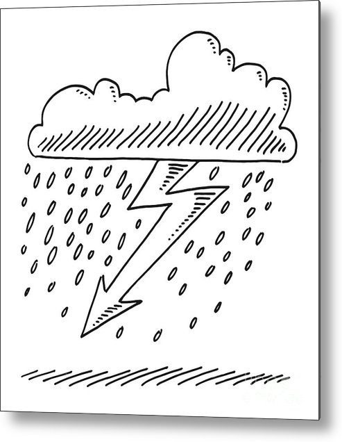 Thunderstorm symbol drawing metal print by frank ramspott