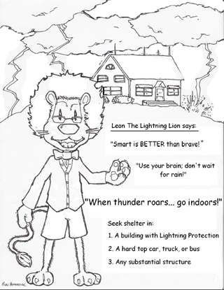 Leon the lightning lion at lightning safety alliance the educational source for lightning safety