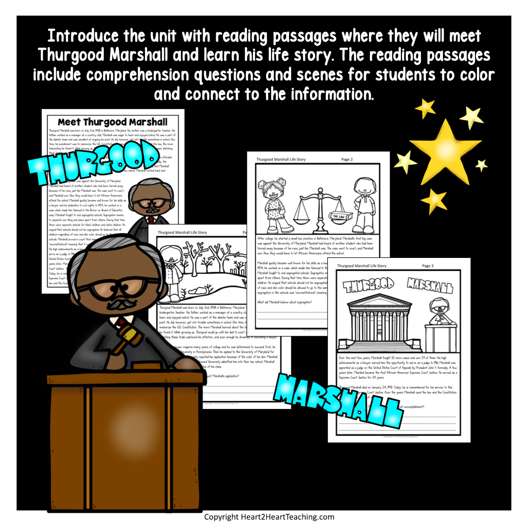 The life story of thurgood marshall activity pack â heart heart teaching