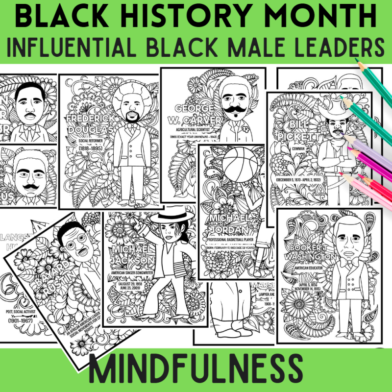 Black history month mindfulness coloring sheets