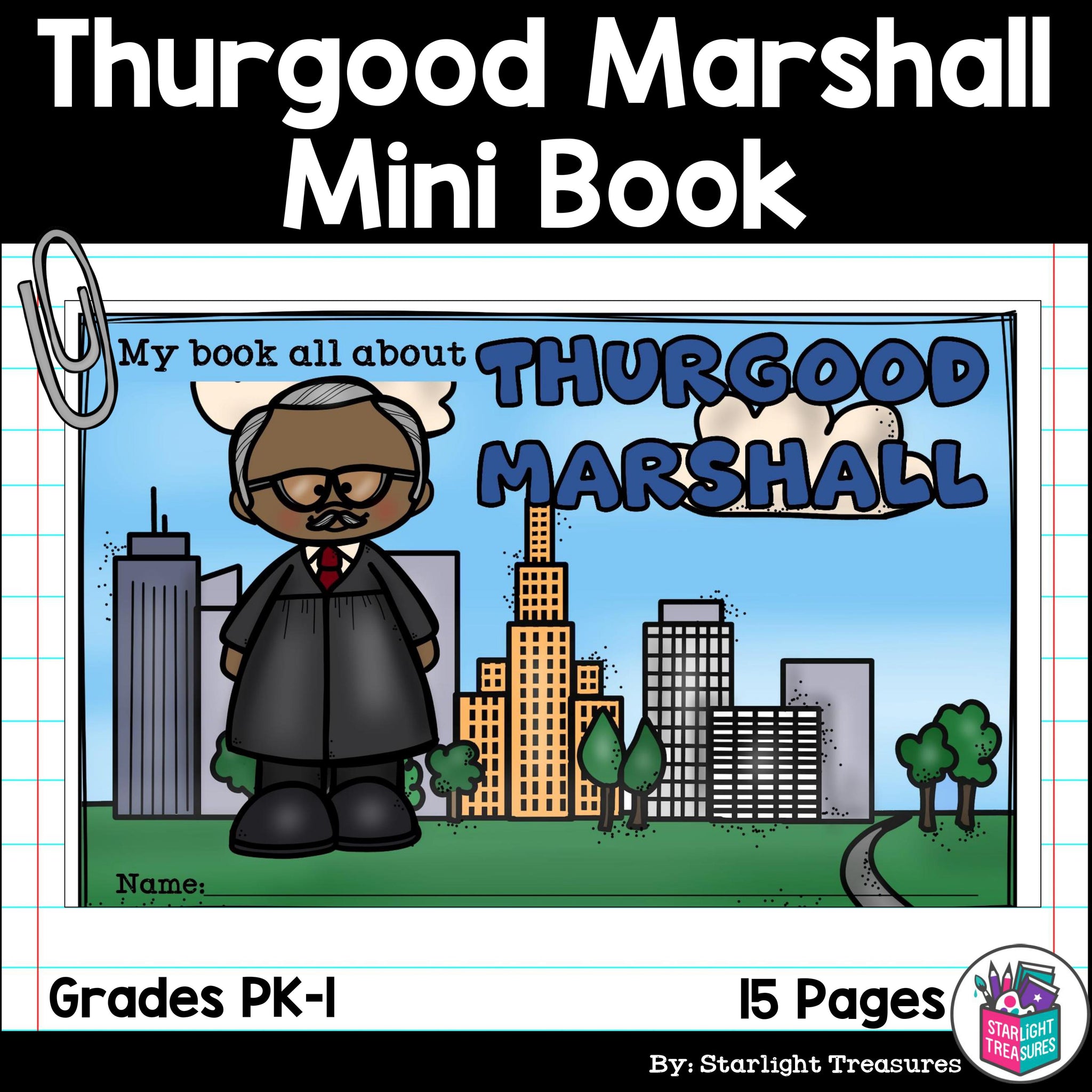 Thurgood marshall mini book for early readers black history month â starlight treasures llc