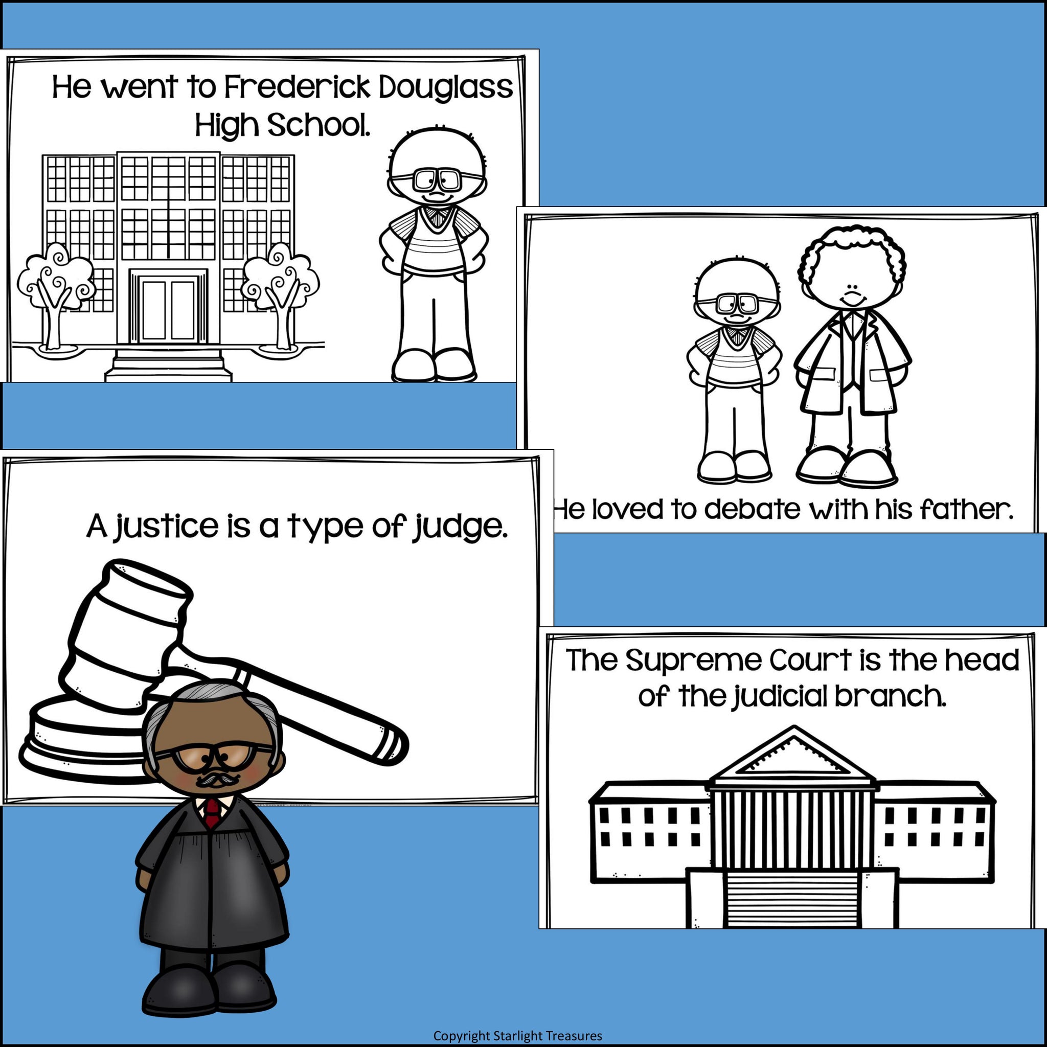 Thurgood marshall mini book for early readers black history month â starlight treasures llc