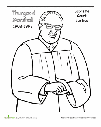 Thurgood marshall coloring page worksheet education black history month art black history month activities black history activities
