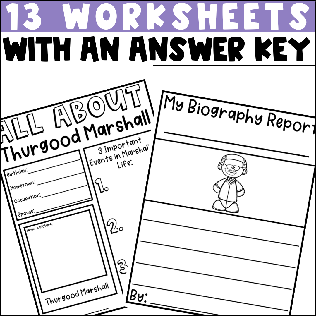 Thurgood marshall biography activities flip book report