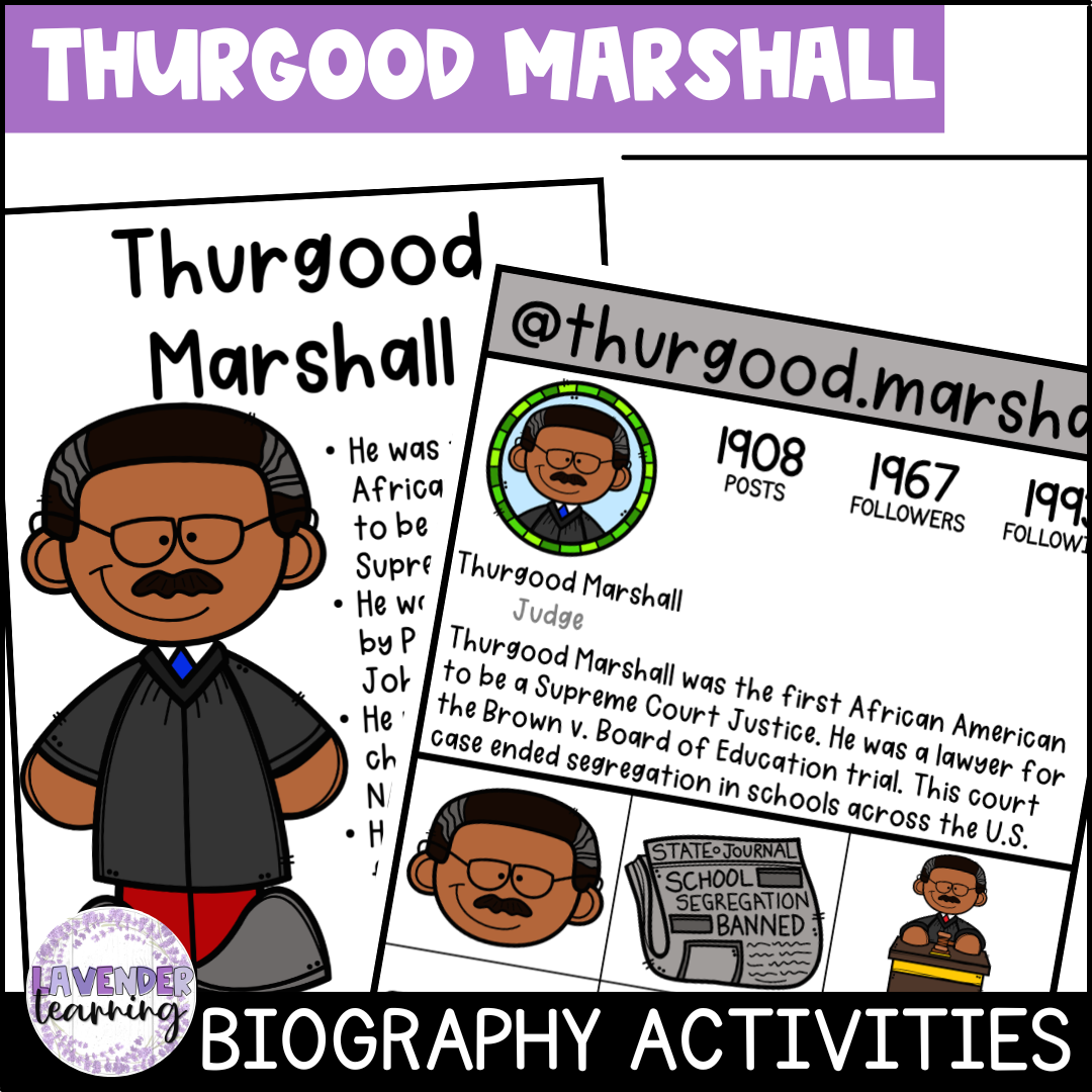 Thurgood marshall biography activities flip book report