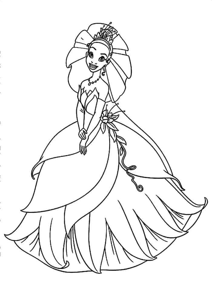 Tiana coloring pages pdf