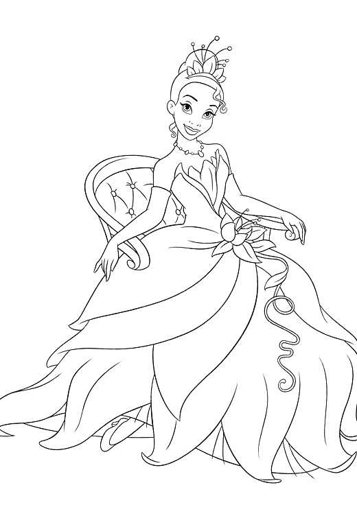 Free printable princess tiana coloring pages for kids