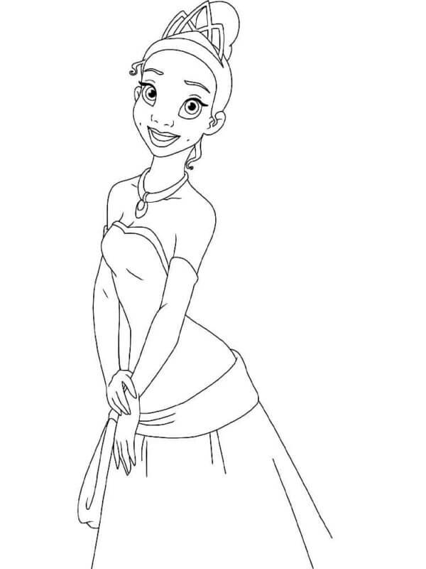 Dazzling beauty princess tiana coloring page