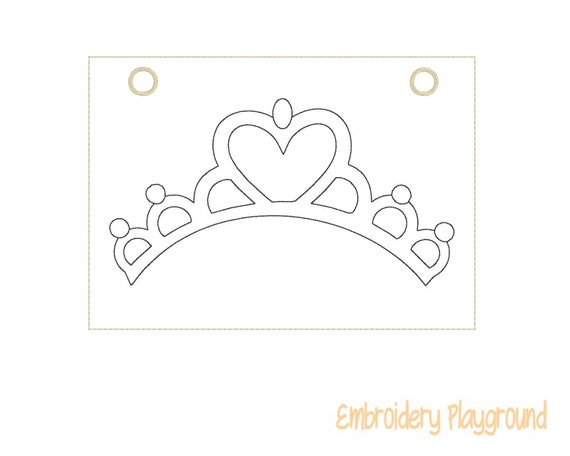 Tiara coloring page embroidery design ith embroidery design