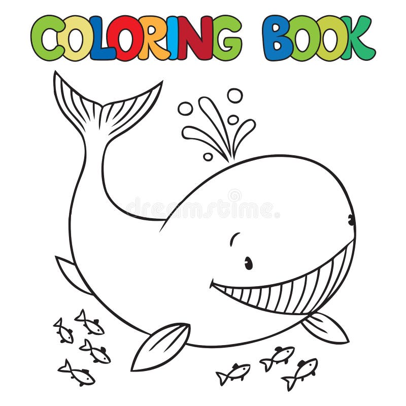 Libro de colorear de la ballena divertida stock de ilustraciãn