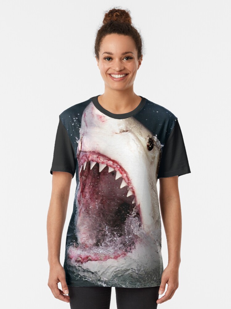 Great white shark d shark bite graphic t
