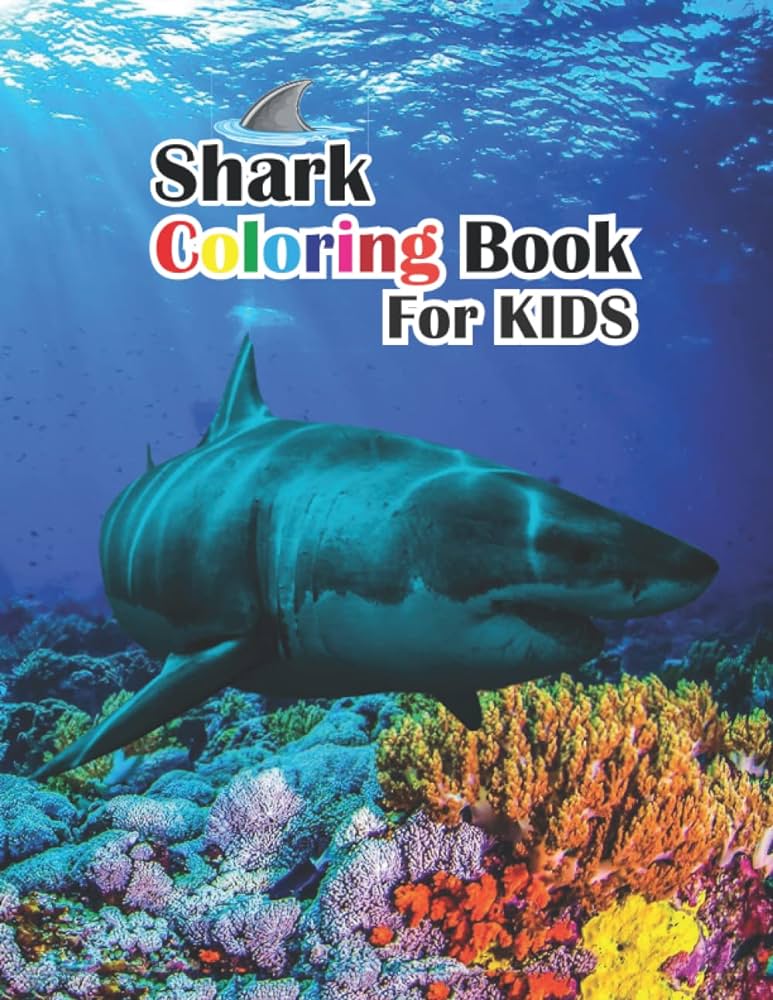 Libro para colorear de tiburãn para niãos gran tiburãn blanco tiburãn martillo y otros tiburones libro para niãos beeby molly libros
