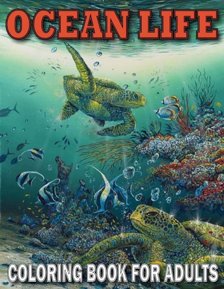 Ocean life coloring book for adults beautiful designs of dolphins and tropical fish are featured in this sea animal coloring book for adults among other things rakib cafe libros