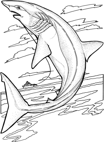 Lemon shark jumps out of the water coloring page free printable coloring pages