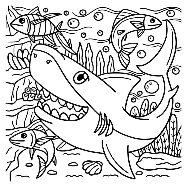 Gran tiburon blanco para colorear vector premium