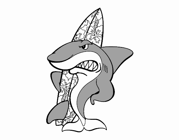 Dibujo de tiburãn surfero pintado por en el dãa