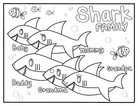 Baby shark family coloring page download now