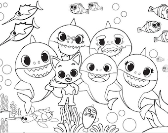 Baby shark pdf printable coloring page